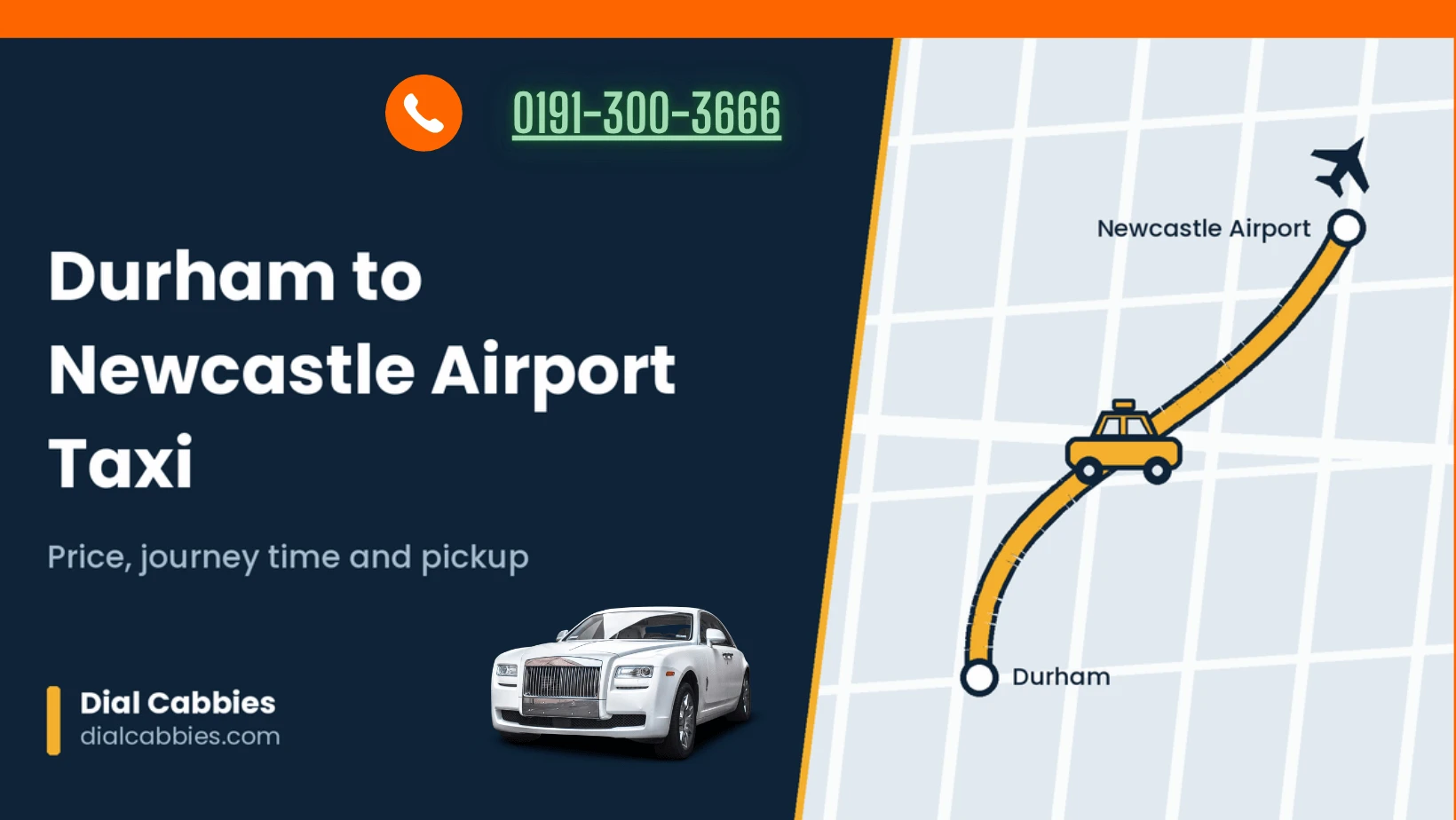 Taxi route from Durham to Newcastle Airport
